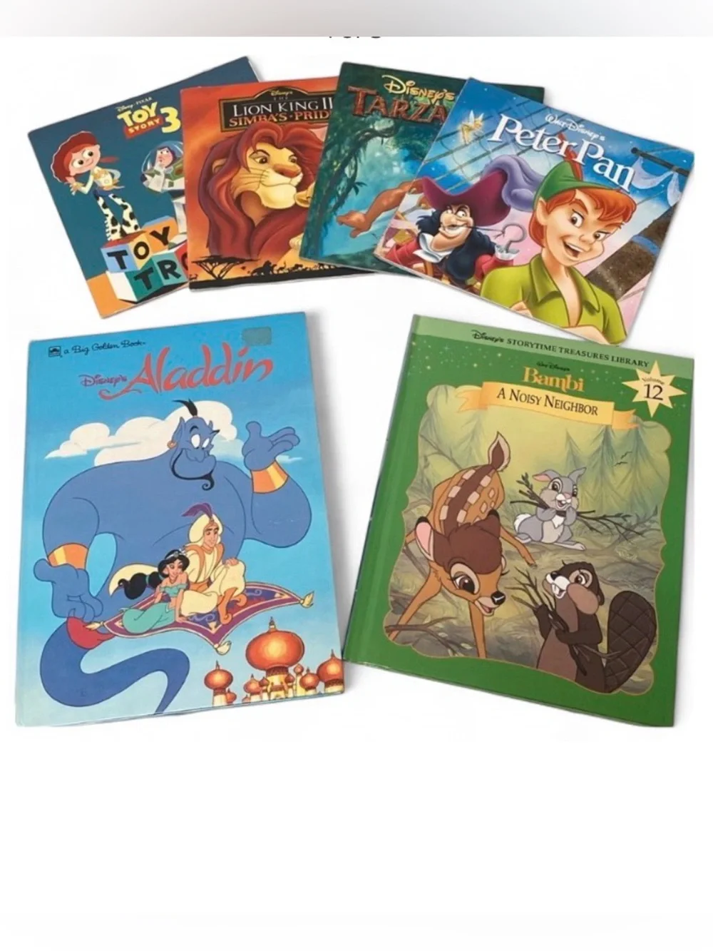 Disney 6-Book Set Bambi, Aladdin, Tarzan, Toy Story 3, Lion King 2, Peter Pan